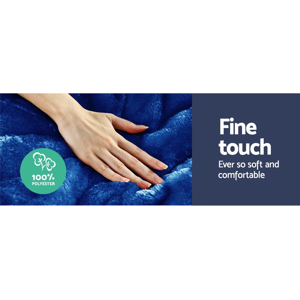 Giselle Bedding Faux Mink Quilt Duvet Comforter Fleece Throw Blanket Navy Double 6 Giselle Bedding Faux Mink Quilt Duvet Comforter Fleece Throw Blanket Navy Double - Image 4