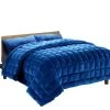 Giselle Bedding Faux Mink Quilt Comforter Fleece Throw Blanket Doona Navy Single -Best Bedding Store QUILT FM NAVY S 00 1