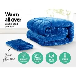 Giselle Bedding Faux Mink Quilt Comforter Fleece Throw Blanket Doona Navy Single 11 Giselle Bedding Faux Mink Quilt Comforter Fleece Throw Blanket Doona Navy Single -Best Bedding Store QUILT FM NAVY S 02 1