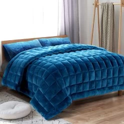 Giselle Bedding Faux Mink Quilt Comforter Fleece Throw Blanket Doona Navy Single 15 Giselle Bedding Faux Mink Quilt Comforter Fleece Throw Blanket Doona Navy Single -Best Bedding Store QUILT FM NAVY S 99 1