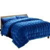 Giselle Bedding Faux Mink Quilt Duvet Comforter Fleece Throw Blanket Navy Super King