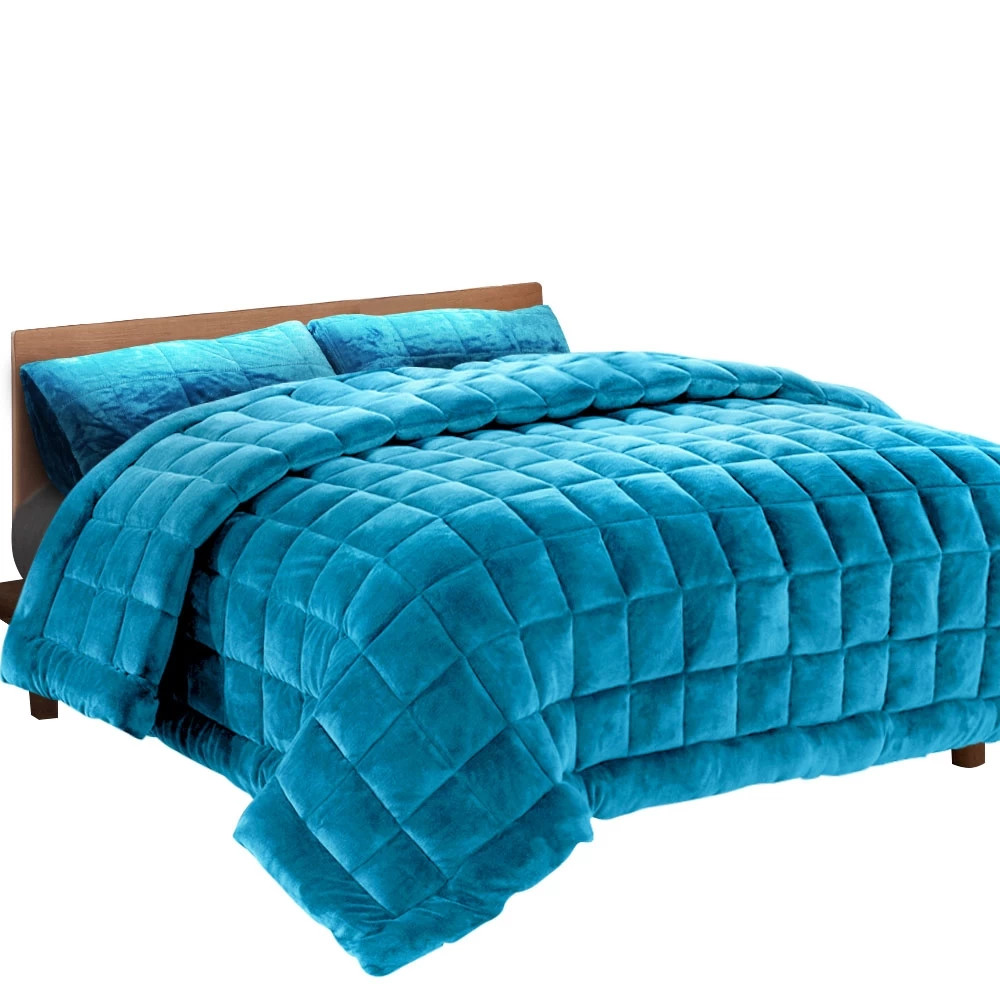 Giselle Bedding Faux Mink Quilt Comforter Winter Throw Blanket Doona Teal Single 3 Giselle Bedding Faux Mink Quilt Comforter Winter Throw Blanket Doona Teal Single