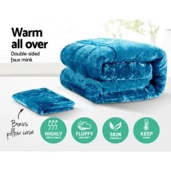 Giselle Bedding Faux Mink Quilt Comforter Winter Throw Blanket Doona Teal Single 11 Giselle Bedding Faux Mink Quilt Comforter Winter Throw Blanket Doona Teal Single -Best Bedding Store QUILT FM TEAL S 02 1