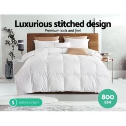 Giselle Bedding Goose Down Feather Quilt Cover Duvet 800GSM Winter Doona White Single -Best Bedding Store QUILT GOOSE 800 S 04