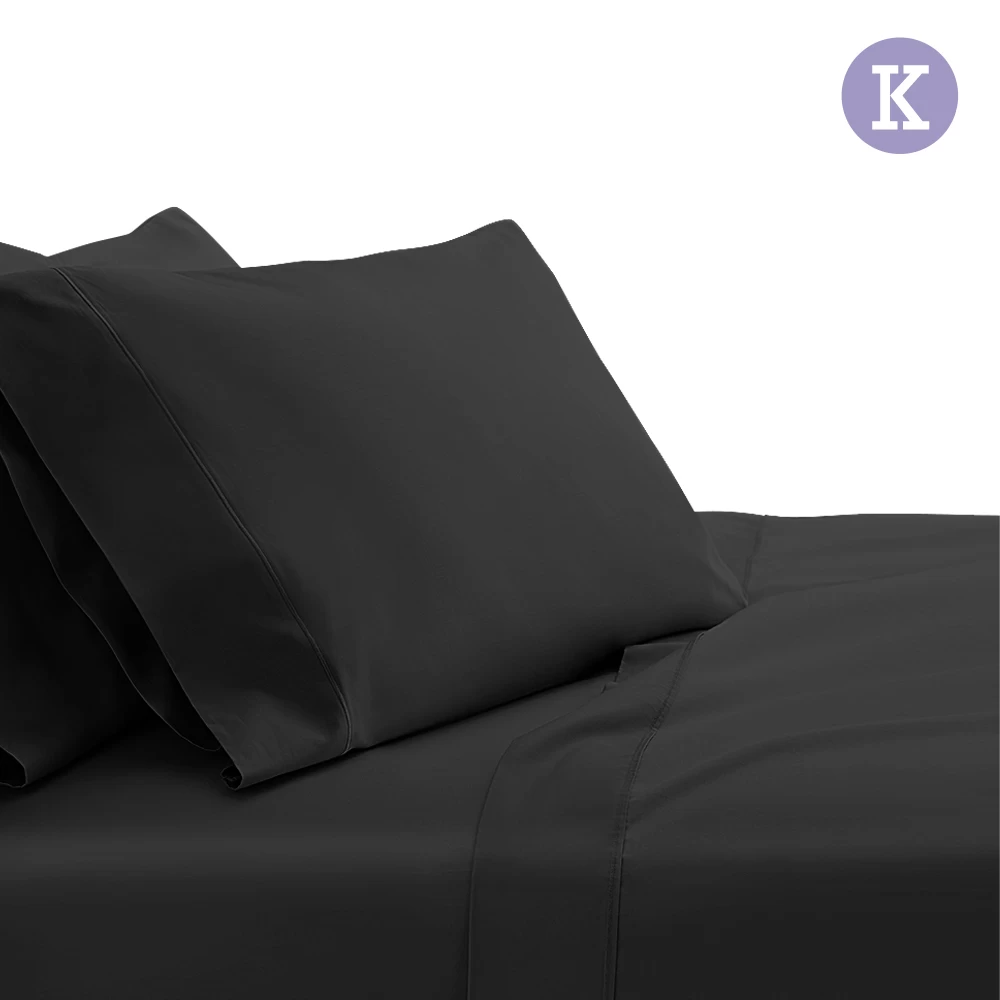 Giselle Bedding King Size 1000TC Bedsheet Set - Black 3 Giselle Bedding King Size 1000TC Bedsheet Set - Black