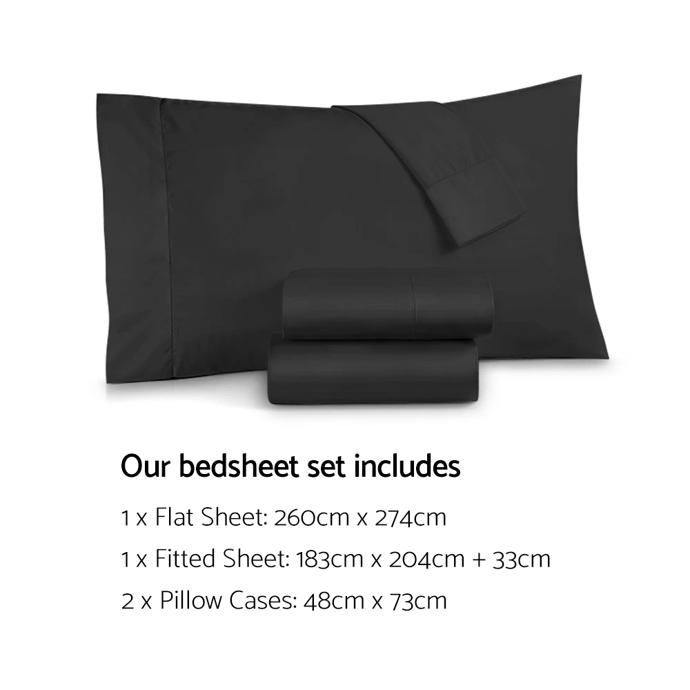 Giselle Bedding King Size 1000TC Bedsheet Set - Black 4 Giselle Bedding King Size 1000TC Bedsheet Set - Black - Image 2