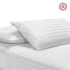 Giselle Bedding Queen Size 4 Piece Bedsheet Set - White -Best Bedding Store SHEET CT STRIP Q WH 00