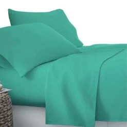 Giselle Bedding Double Size 4 Piece Micro Fibre Sheet Set - Aqua -Best Bedding Store SHEET MICRO AQUA D 02