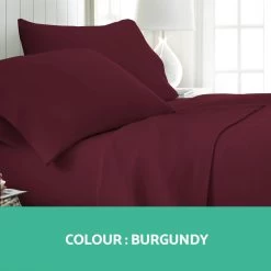 Giselle Bedding King Burgundy 4pcs Bed Sheet Set Pillowcase Flat Sheet -Best Bedding Store SHEET MICRO BGD K 02