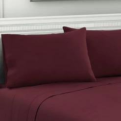 Giselle Bedding King Burgundy 4pcs Bed Sheet Set Pillowcase Flat Sheet -Best Bedding Store SHEET MICRO BGD K 05