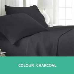 Giselle Bedding King Charcoal 4pcs Bed Sheet Set Pillowcase Flat Sheet -Best Bedding Store SHEET MICRO CHAR K 02