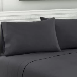 Giselle Bedding Queen Charcoal 4pcs Bed Sheet Set Pillowcase Flat Sheet -Best Bedding Store SHEET MICRO CHAR Q 05