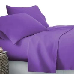 Giselle Bedding King Size 4 Piece Micro Fibre Sheet Set - Purple -Best Bedding Store SHEET MICRO PURP K 02
