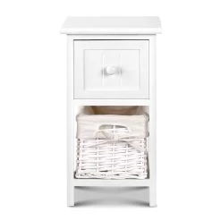 2 PCS Ariss Bedside Table - White -Best Bedding Store ST CAB 1D 1B WHX2 02