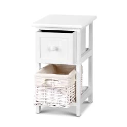 2 PCS Ariss Bedside Table - White -Best Bedding Store ST CAB 1D 1B WHX2 03