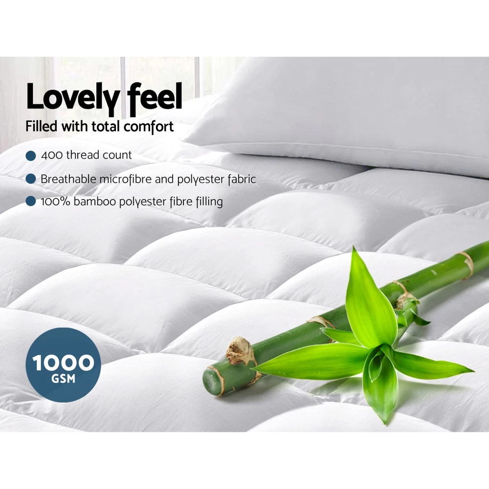Giselle King Mattress Topper Bamboo Fibre Pillowtop Protector 5 Giselle King Mattress Topper Bamboo Fibre Pillowtop Protector - Image 3