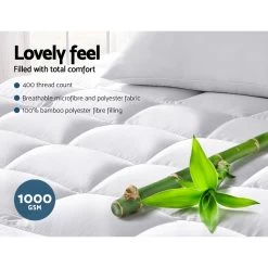 Giselle King Single Mattress Topper Bamboo Fibre Pillowtop Protector 11 Giselle King Single Mattress Topper Bamboo Fibre Pillowtop Protector -Best Bedding Store TOPPER BAM KS 02