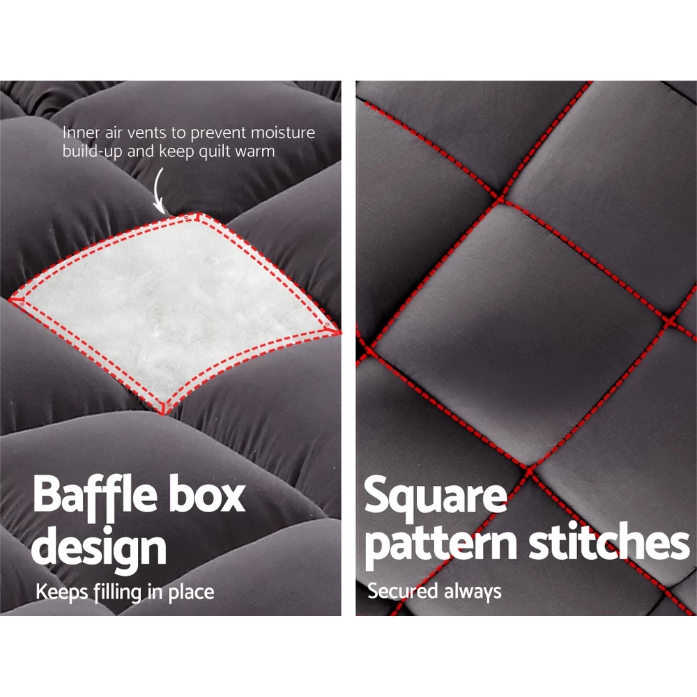 Giselle King Mattress Topper Pillowtop 1000GSM Charcoal Microfibre Bamboo Fibre Filling Protector 8 Giselle King Mattress Topper Pillowtop 1000GSM Charcoal Microfibre Bamboo Fibre Filling Protector - Image 6