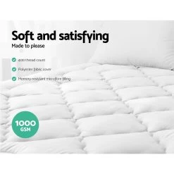 Giselle Bedding Pillowtop Mattress Topper Protector 1000GSM Queen -Best Bedding Store TOPPER CV Q 02