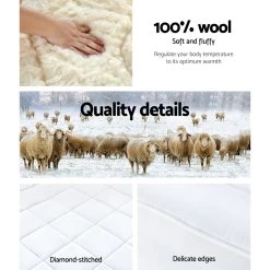 Giselle DOUBLE Wool Underlay Mattress Topper Underblanket Cotton -Best Bedding Store UDLAY WOOL 1000 D 03 1