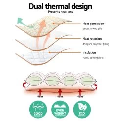 Giselle QUEEN Wool Underlay Mattress Topper Underblanket Cotton 11 Giselle QUEEN Wool Underlay Mattress Topper Underblanket Cotton -Best Bedding Store UDLAY WOOL 1000 Q 02 1