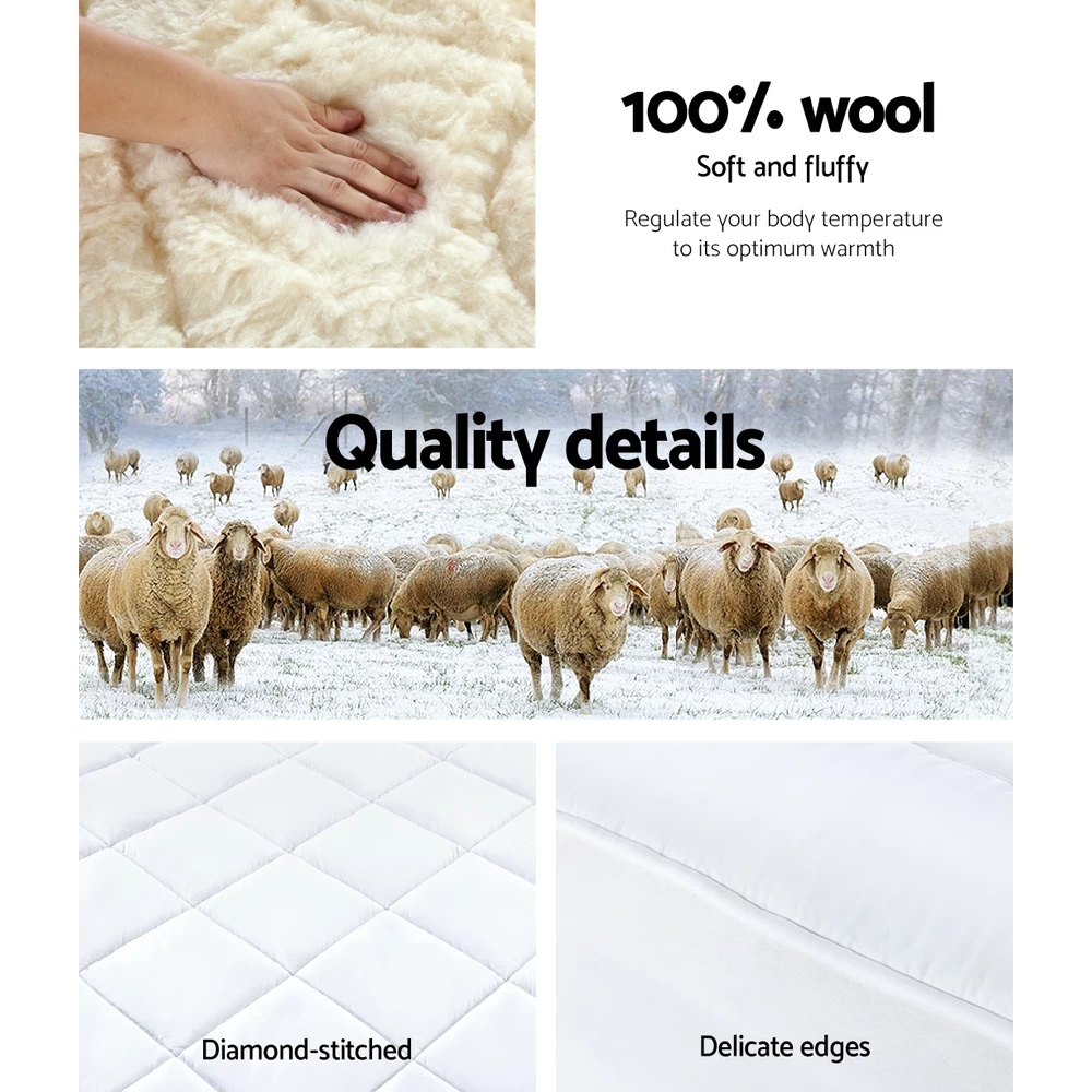 Giselle QUEEN Wool Underlay Mattress Topper Underblanket Cotton 6 Giselle QUEEN Wool Underlay Mattress Topper Underblanket Cotton - Image 4