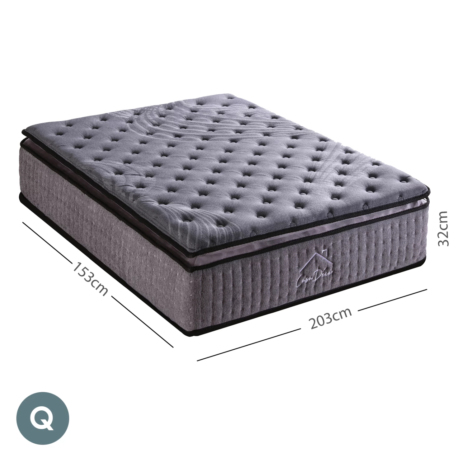 Casa Decor Bamboo Charcoal Mattress Pocket Spring Pillowtop 5 Zone 32cm Depth - Queen - Charcoal 4 Casa Decor Bamboo Charcoal Mattress Pocket Spring Pillowtop 5 Zone 32cm Depth - Queen - Charcoal - Image 2