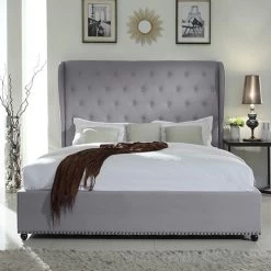 Paris Bedframe Queen Size Grey Colour -Best Bedding Store V43 BED PRSQGR 01 1 6