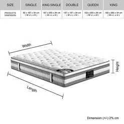Mattress Euro Top Double Size Pocket Spring Coil With Knitted Fabric Medium Firm 34cm Thick -Best Bedding Store V43 MAT PET D 07 2 37