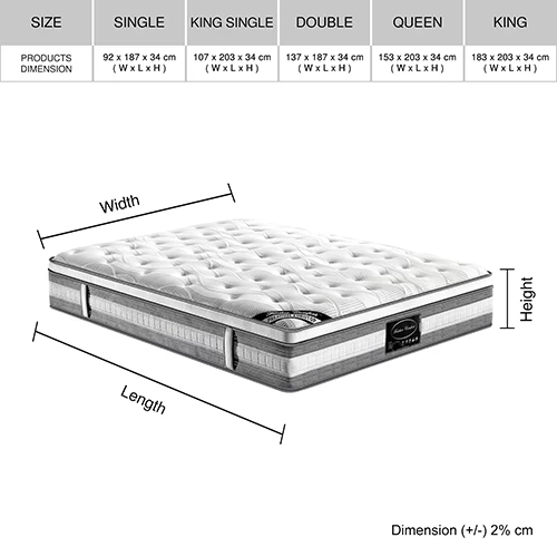 Mattress Euro Top Queen Size Pocket Spring Coil With Knitted Fabric Medium Firm 34cm Thick 9 Mattress Euro Top Queen Size Pocket Spring Coil With Knitted Fabric Medium Firm 34cm Thick - Image 7