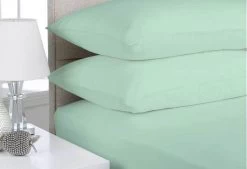 Mega Queen Size Mint Color Egyptian Cotton Flannelette Sheet Set (3PCS)