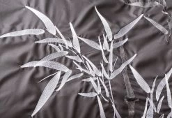 Super King Size Embroidered Bamboo Pattern Black Grey Quilt Cover Set (3PCS) -Best Bedding Store V62 DS L1GRYSK 03