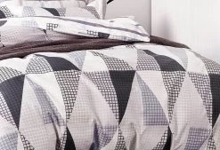 King Size Black White Repeated Triangle Quilt Cover Set(3PCS) -Best Bedding Store V62 DS LC0121K 03 2 1