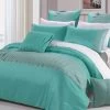 King Size 3pcs Turquoise Aqua Tuck Fold Fabric Quilt Cover Set