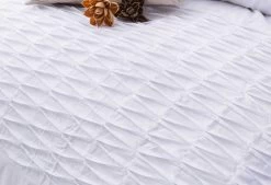 Queen Size 3pcs White Weave Pintuck Quilt Cover Set -Best Bedding Store V62 DS MC0003Q 02