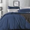 Super King Size Indigo Vintage Washed Cotton Quilt Cover Set(3PCS) -Best Bedding Store V62 DS QCSCCCWASH IDG SK 01 1