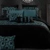Super King Size Dark Teal Black Flocking Quilt Cover Set(3PCS) -Best Bedding Store V62 DS S23BTSK 01