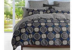 King Size Circular Floral Quilt Cover Set (3PCS)