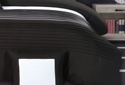 Queen Size Black And Grey Rich Pintuck Quilt Cover Set (3PCS) -Best Bedding Store V62 DS T00046Q 02