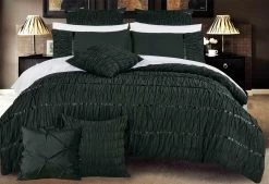 Queen Size Black Horizontal Cross Weave Quilt Cover Set (3PCS)