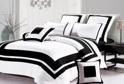 Super King Size Black And White Quilt Cover Set (3PCS)