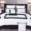 Super King Size Modern White Black Rectangle Pattern Quilt Cover Set (3PCS) -Best Bedding Store V62 DS T0201WSK 01