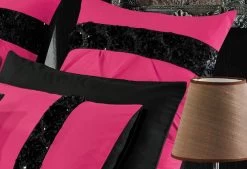 King Size Black & Hot Pink Sequins Quilt Cover Set (3PCS) -Best Bedding Store V62 DS T043HBK 03 1