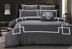 Super King Size Charcoal And White Quilt Cover Set (3PCS)