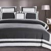 Super King Size White Square Pattern Charcoal Grey Quilt Cover Set (3PCS) -Best Bedding Store V62 DS T31GSK 01 1