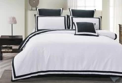 Super King Size Charcoal And White Square Patter Quilt Cover Set (3PCS)