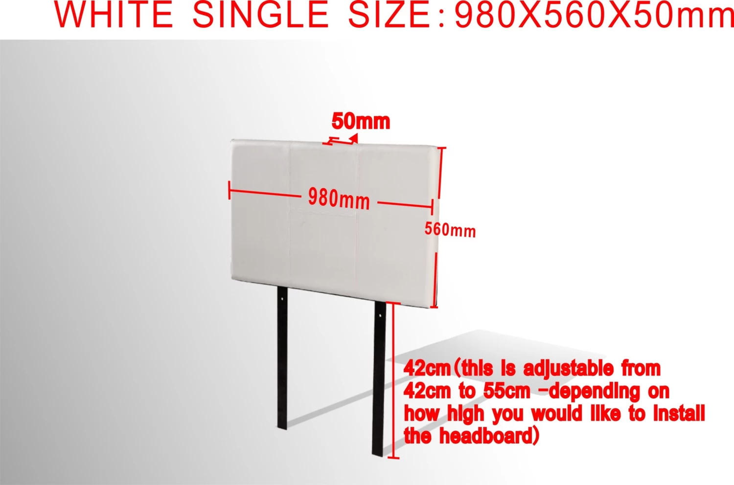 PU Leather Single Bed Headboard Bedhead - White 7 PU Leather Single Bed Headboard Bedhead - White - Image 5