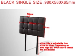 PU Leather Single Bed Deluxe Headboard Bedhead - Black -Best Bedding Store V63 768185 05 7
