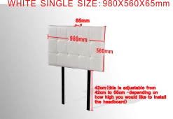 PU Leather Single Bed Deluxe Headboard Bedhead - White 11 PU Leather Single Bed Deluxe Headboard Bedhead - White -Best Bedding Store V63 768205 05 7