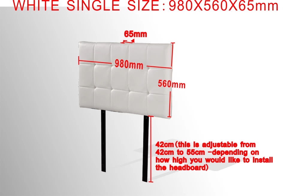 PU Leather Single Bed Deluxe Headboard Bedhead - White 7 PU Leather Single Bed Deluxe Headboard Bedhead - White - Image 5